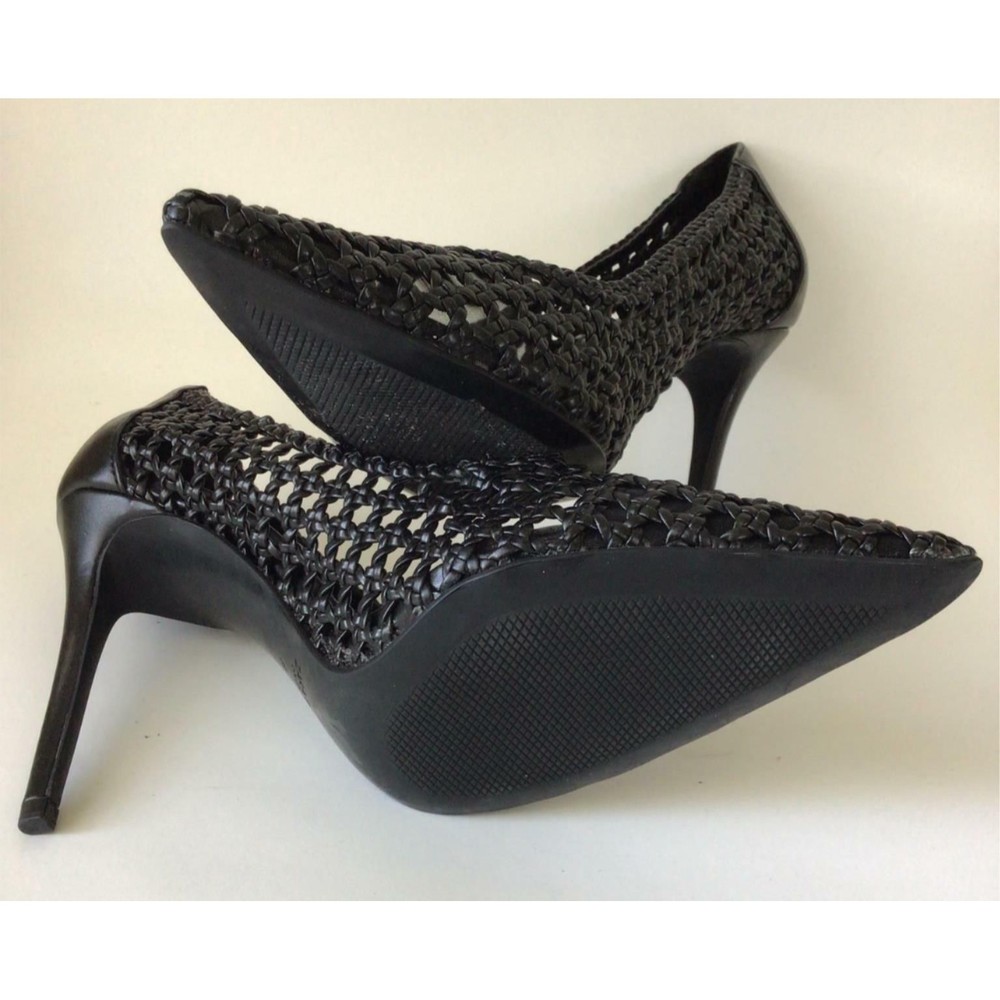 NEW ZARA Basic Collection Black Woven Pointed Toe High Heel Pumps - Picture 10 of 11